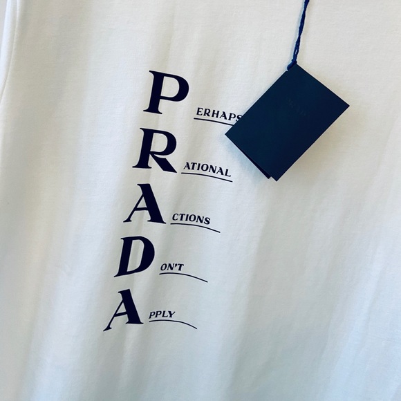 PRADA Women’s L White Cotton Jersey T-shirt - Picture 4 of 7